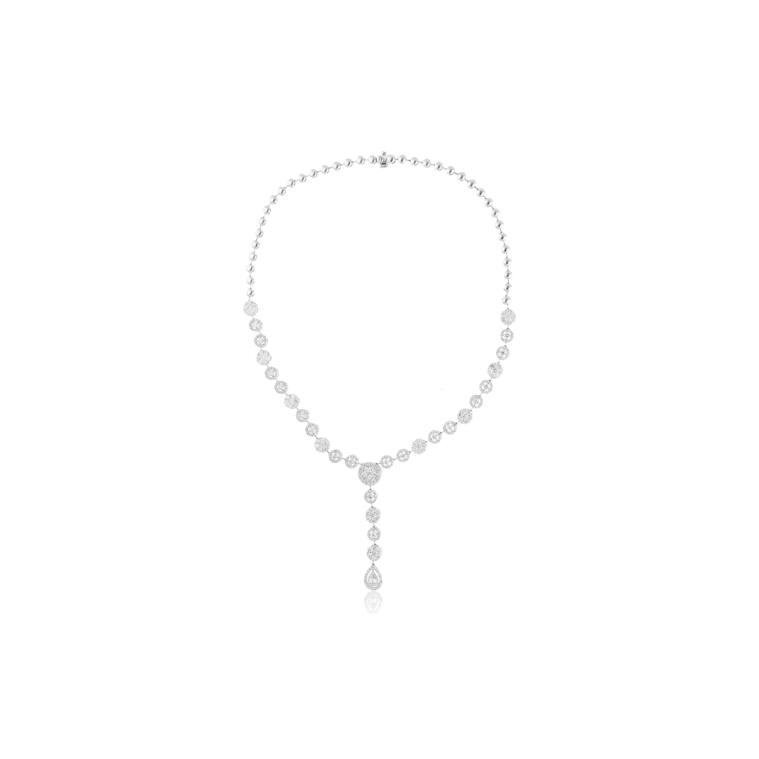 7.10ct Natural Diamond Lariat Necklace in Fine Gold