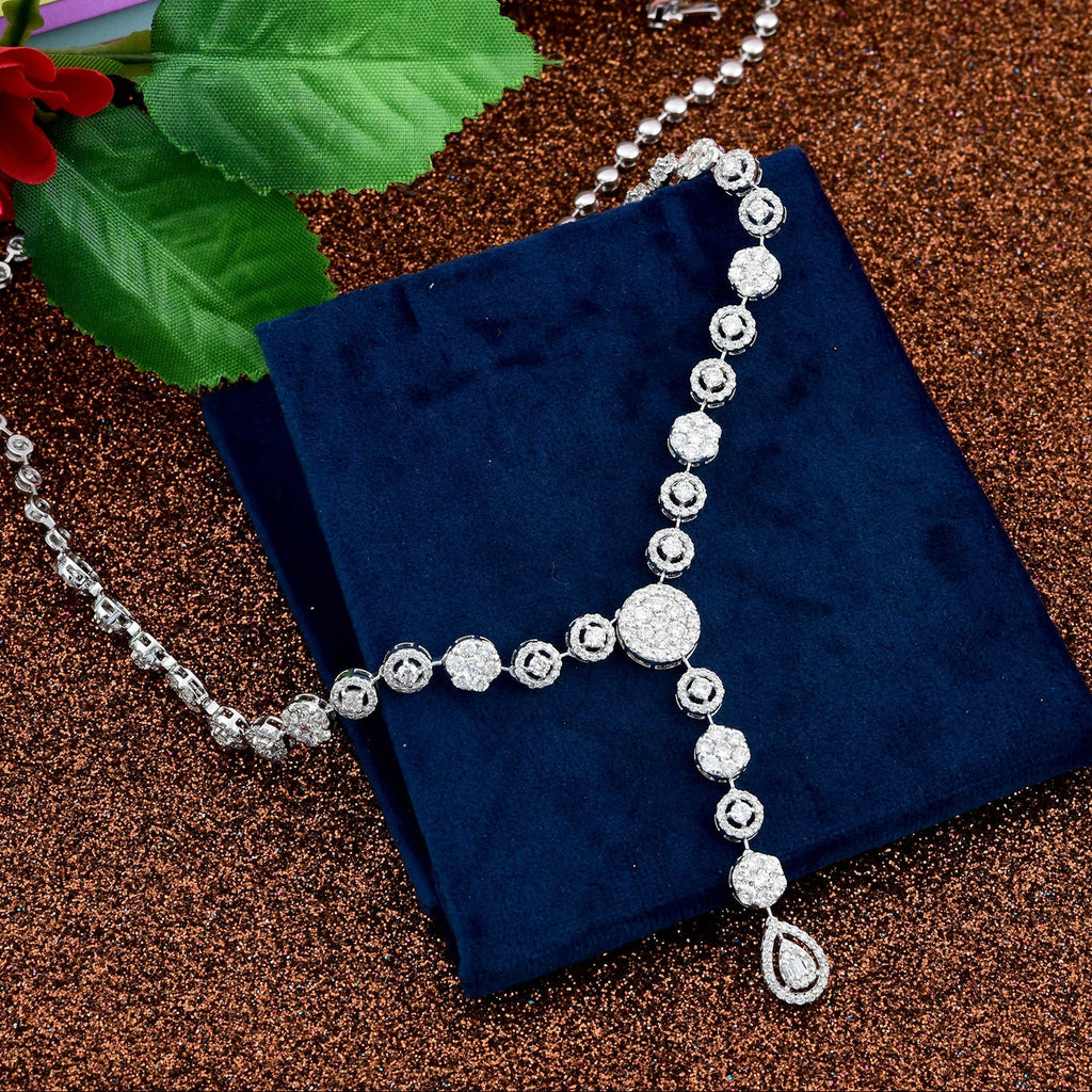 7.10ct Natural Diamond Lariat Necklace in Fine Gold