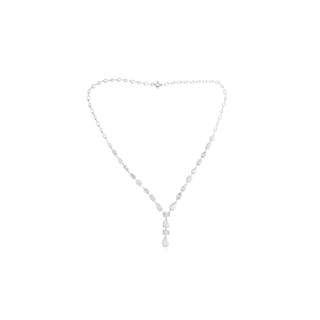 14.2 Ct. SI/HI Pear Oval Cut Diamond Lariat Y Chain Necklace