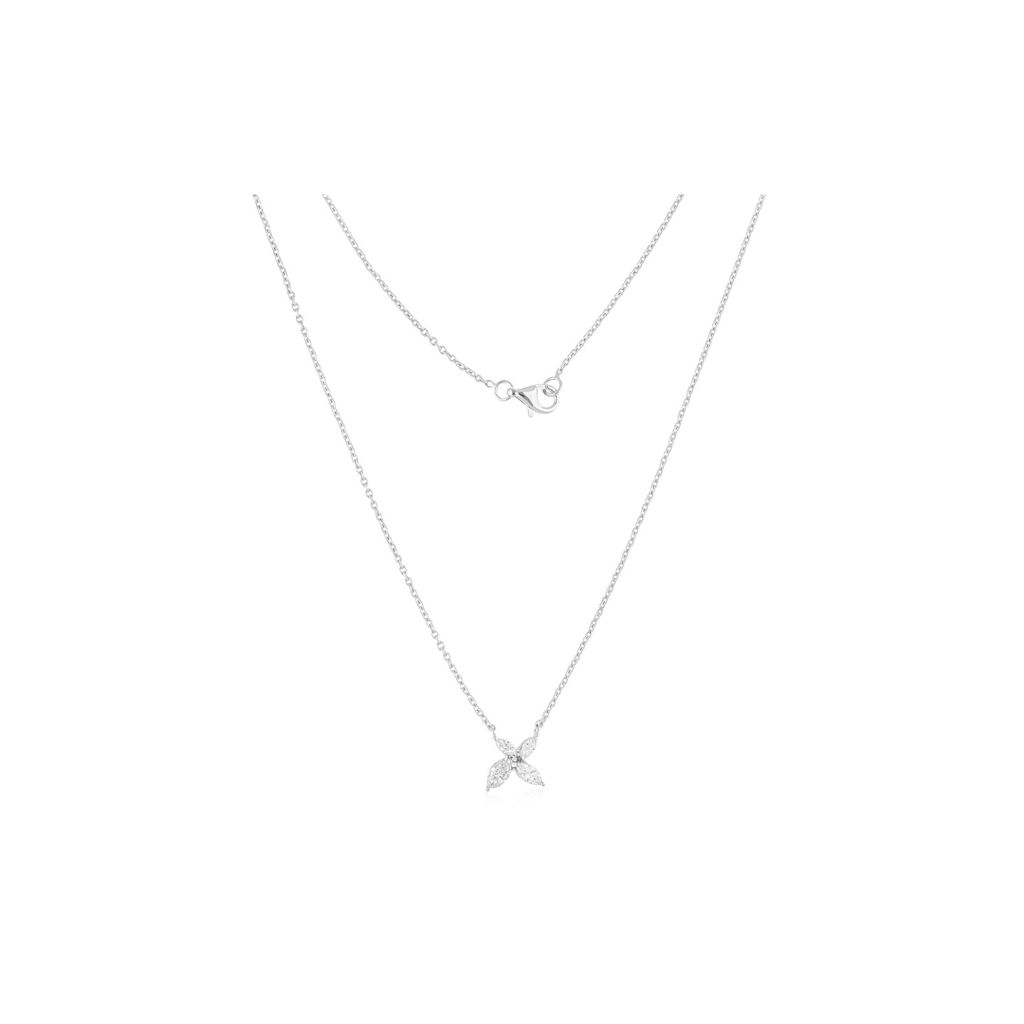 0.52Ct SI/HI Natural Marquise Cut Diamond Floral Pendant Necklace