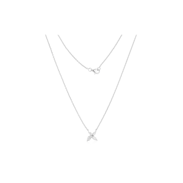 Natural Marquise Cut Diamond Floral Pendant Necklace