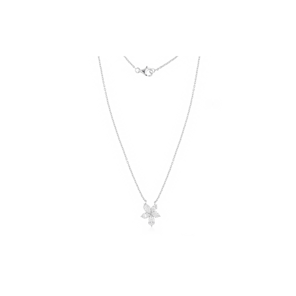 0.51 Ct. Natural Pear Cut Diamond Blossoming Floral Minimalist Pendant Necklace