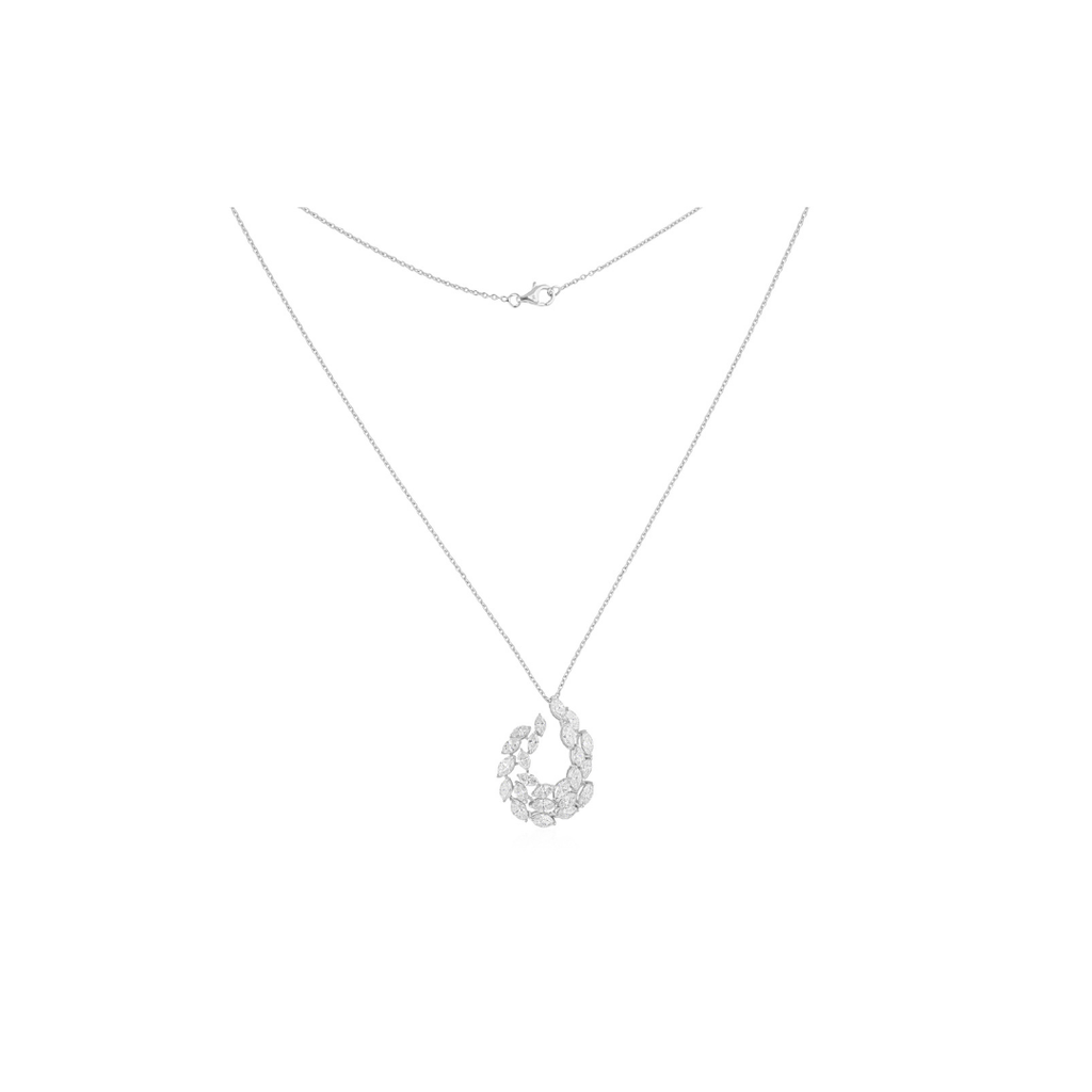 4.11 Ct Natural Marquise Cut Diamond Cluster Pendant Necklace for Her