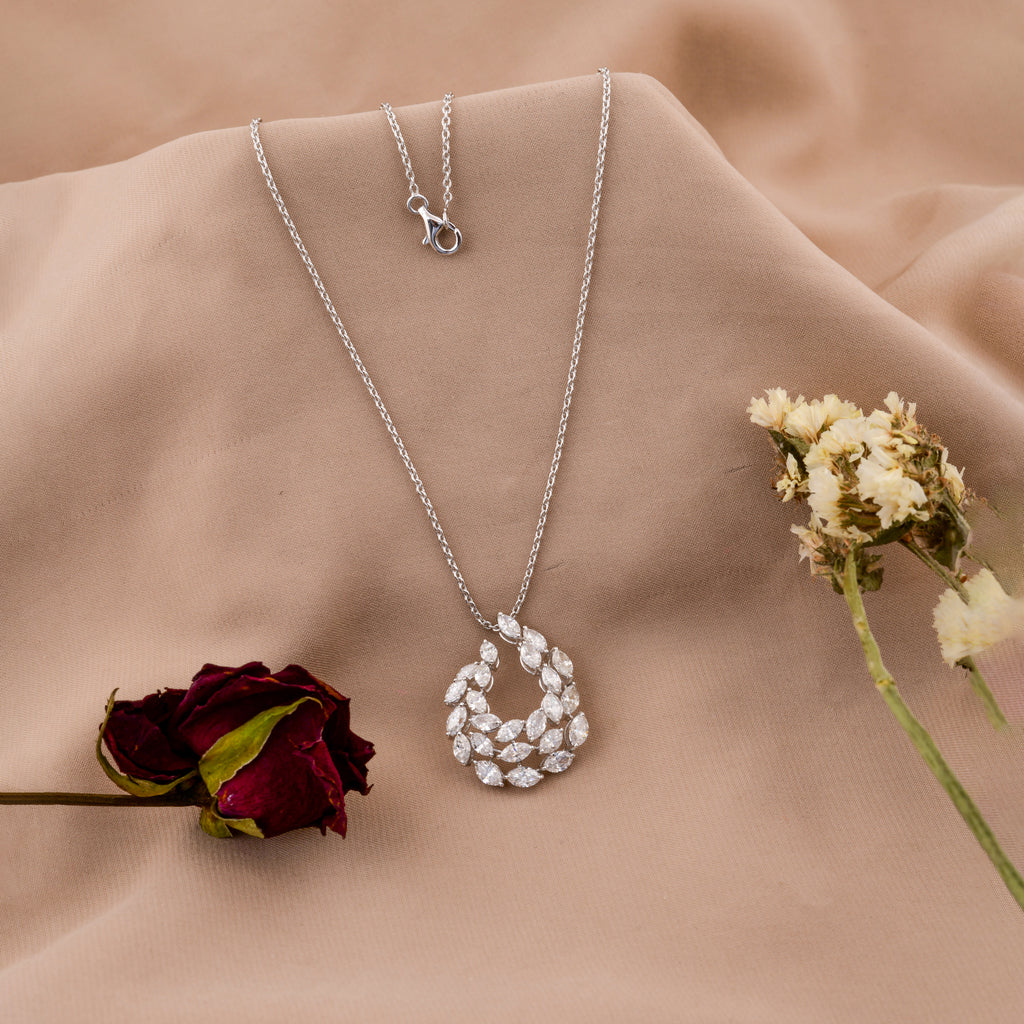 4.11 Ct Natural Marquise Cut Diamond Cluster Pendant Necklace for Her