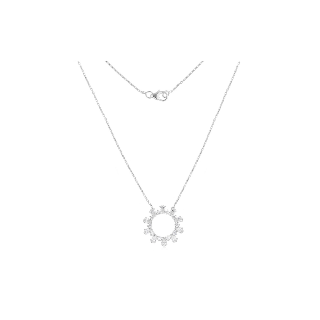 1.75 Ct HI/SI Round Pear Cut Natural Diamond Circle Pendant Necklace