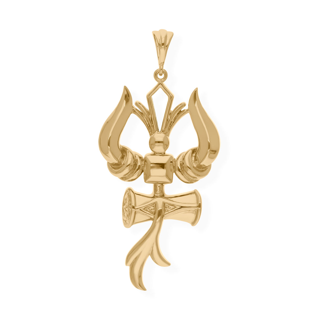 Protective Lord Shiva Trishul Damru Hindu God Trident Pendant