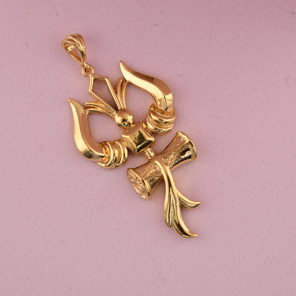 Protective Lord Shiva Trishul Damru Hindu God Trident Pendant