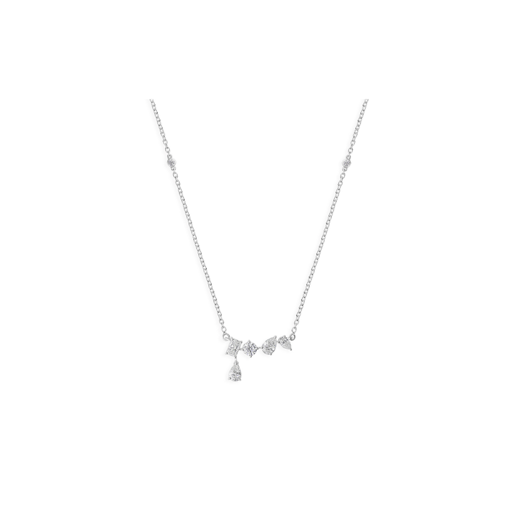 Minimalist 1.53Ct Fancy Cut Diamond Chain Necklace in Solid Gold