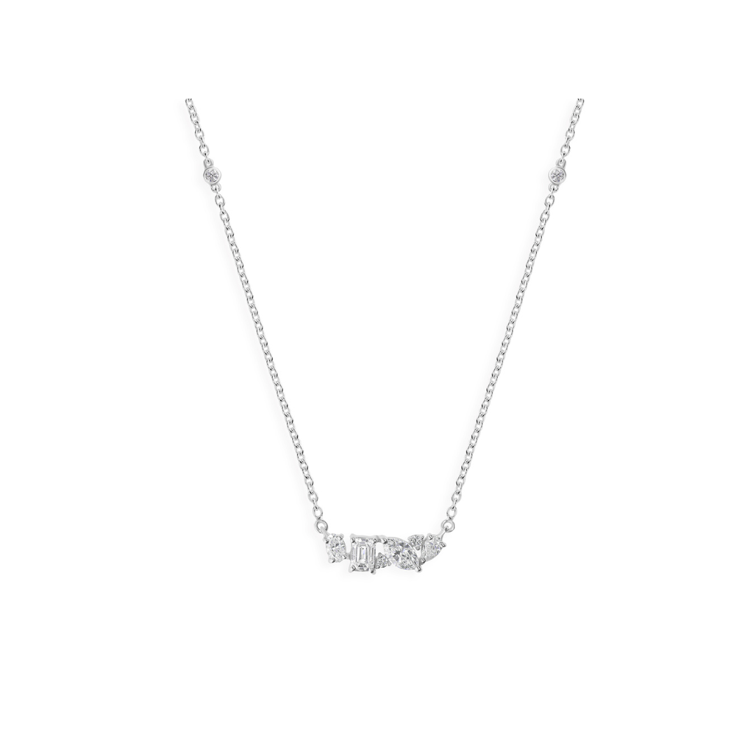 Delicate 0.67Ct Multi-Shaped Natural Diamond Drop Chain Necklace