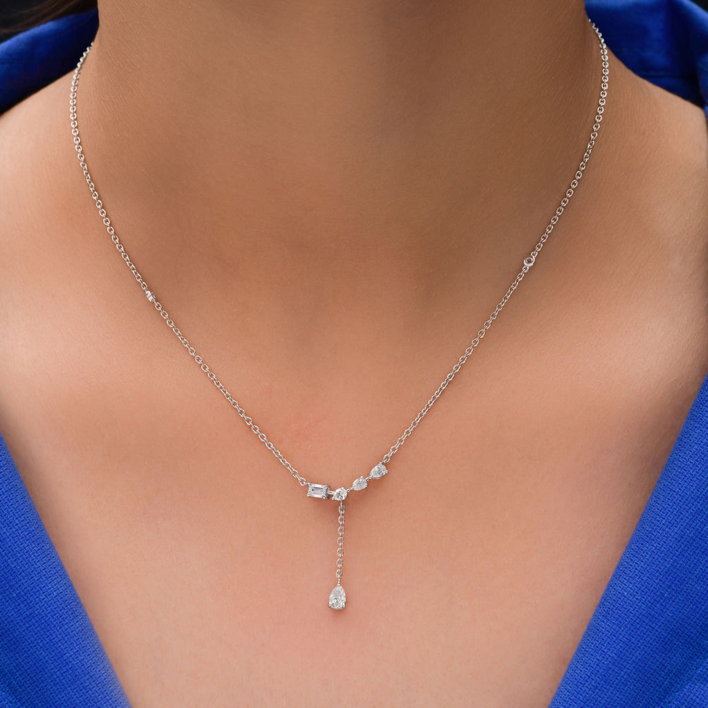 SI/HI Classic Dangle Drop Diamond Necklace Minimalist Jewelry
