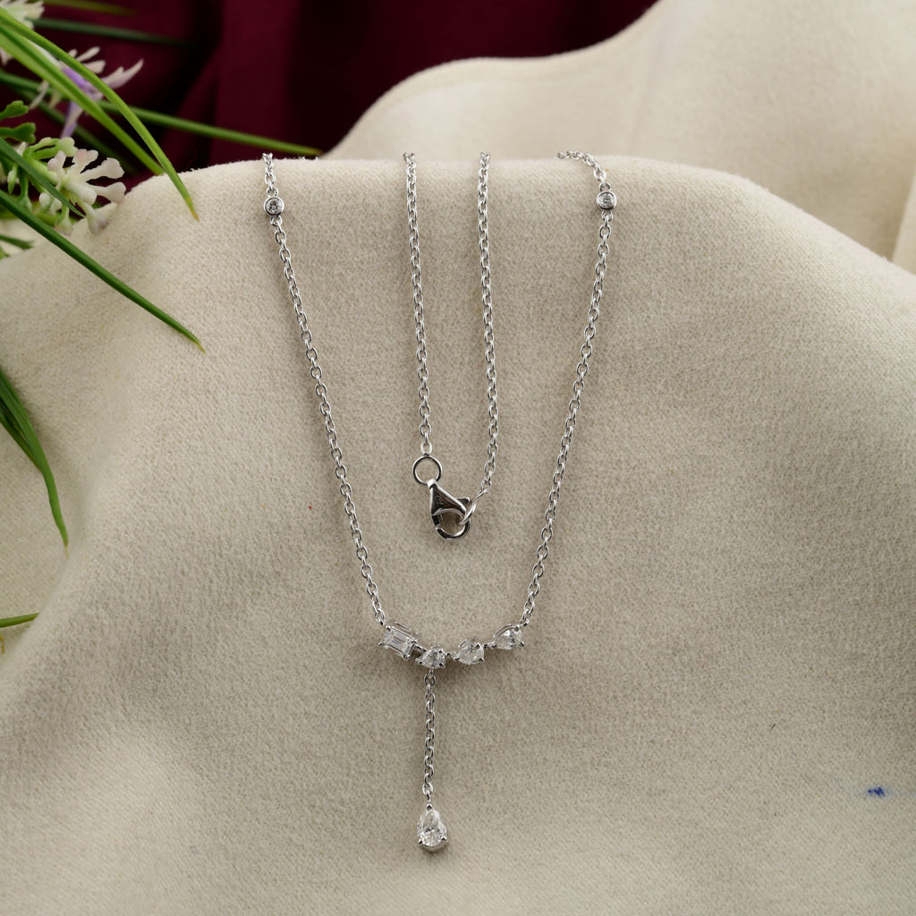 SI/HI Classic Dangle Drop Diamond Necklace Minimalist Jewelry