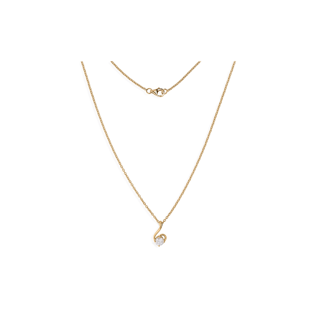 Delicate Gold Necklace with Round Cut Natural Diamond Pendant