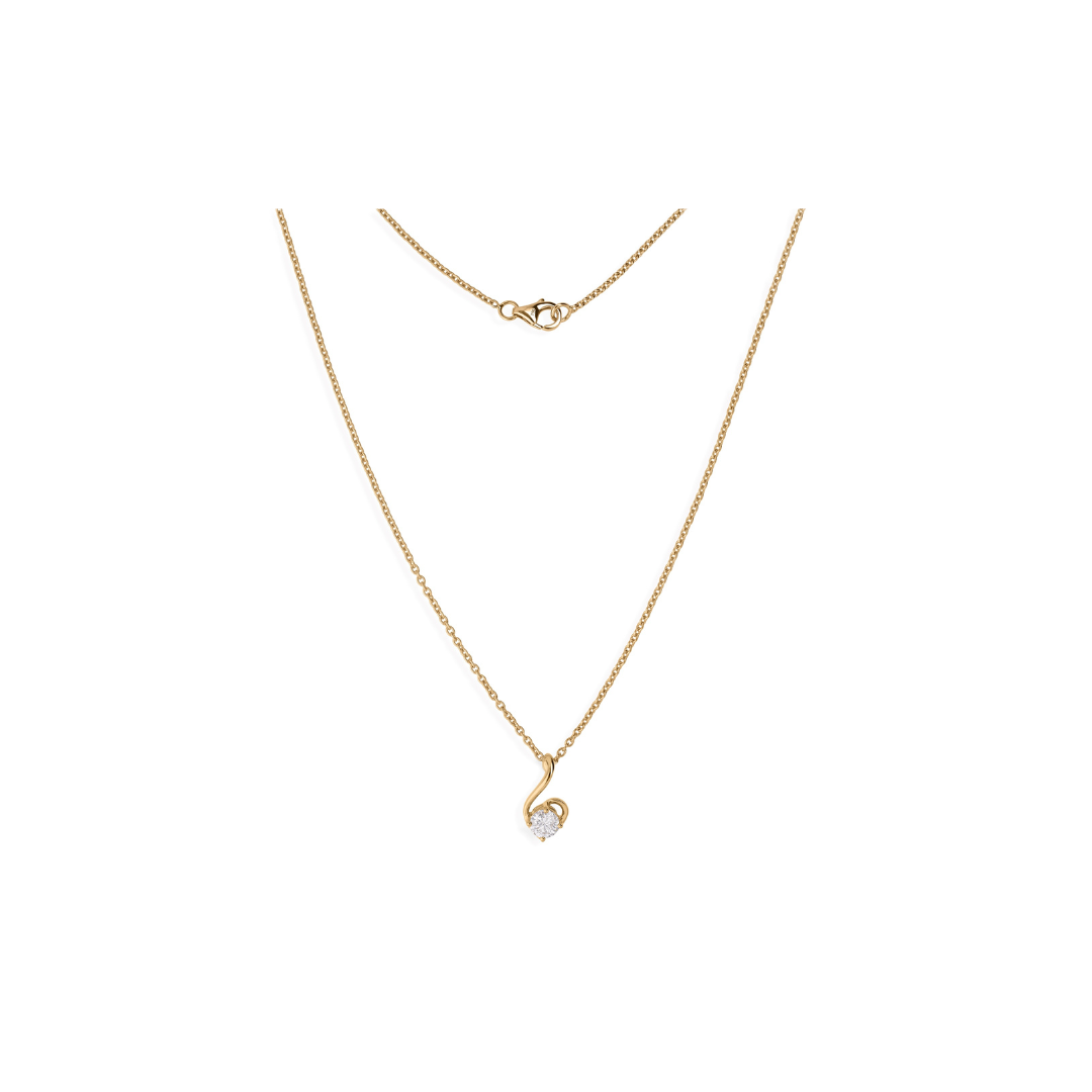 Delicate Gold Necklace with Round Cut Natural Diamond Pendant