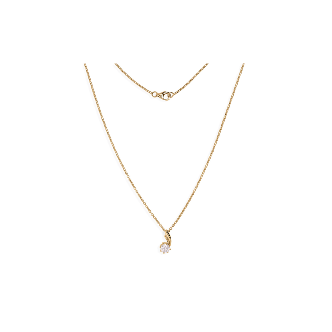 Minimal Solitaire Natural Diamond Pendant Necklace in Fine Gold