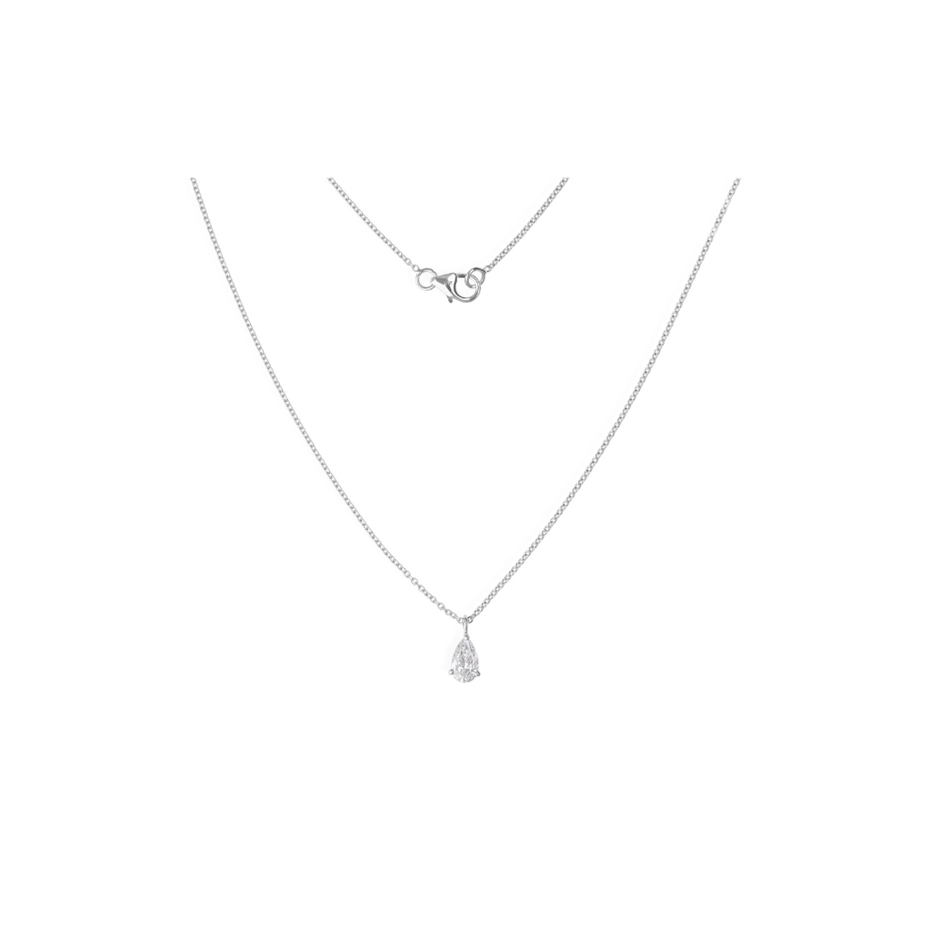 Solitaire Pear Cut 0.51Ct Natural Diamond Teardrop Pendant Necklace for Her