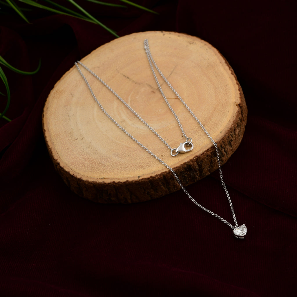 Heart Cut 0.53Ct SI/HI Diamond Solitaire Pendant Gold Necklace for Bridesmaid