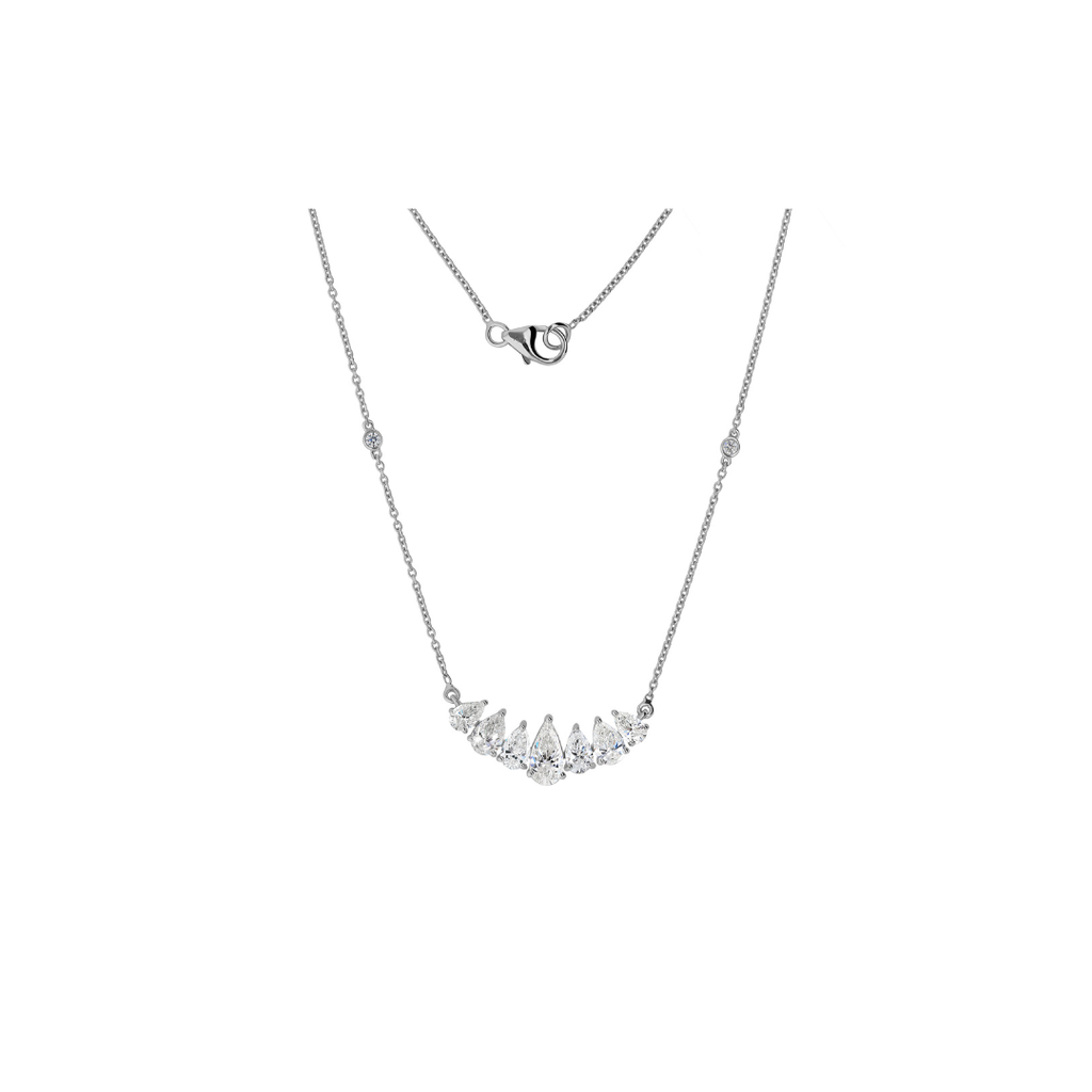 Delicate Pear Shaped Natural Diamond Curve Pendant Necklace