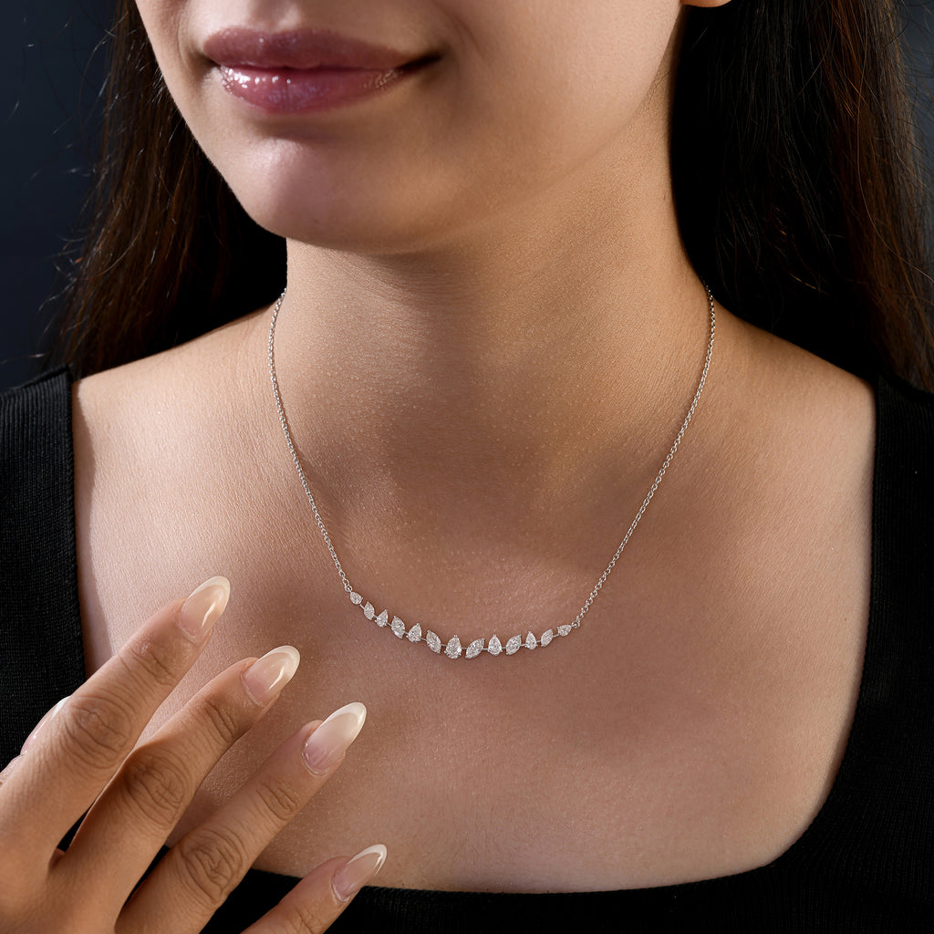 Handcrafted Marquise Cut Natural Diamond Cluster Pendant Necklace