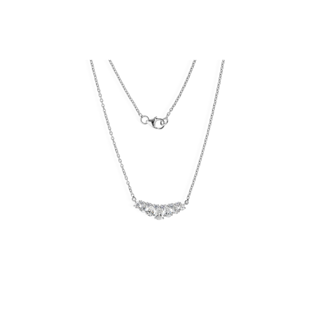 Natural Round Pear Cut Diamond Solid Gold Pendant Necklace