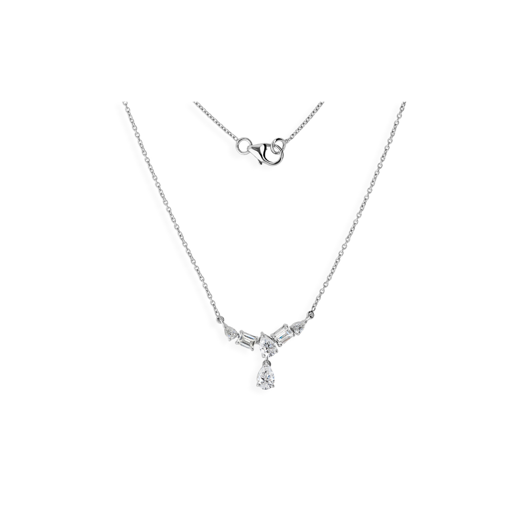 Genuine Solid Gold Pear Drop Natural Diamond Pendant Necklace