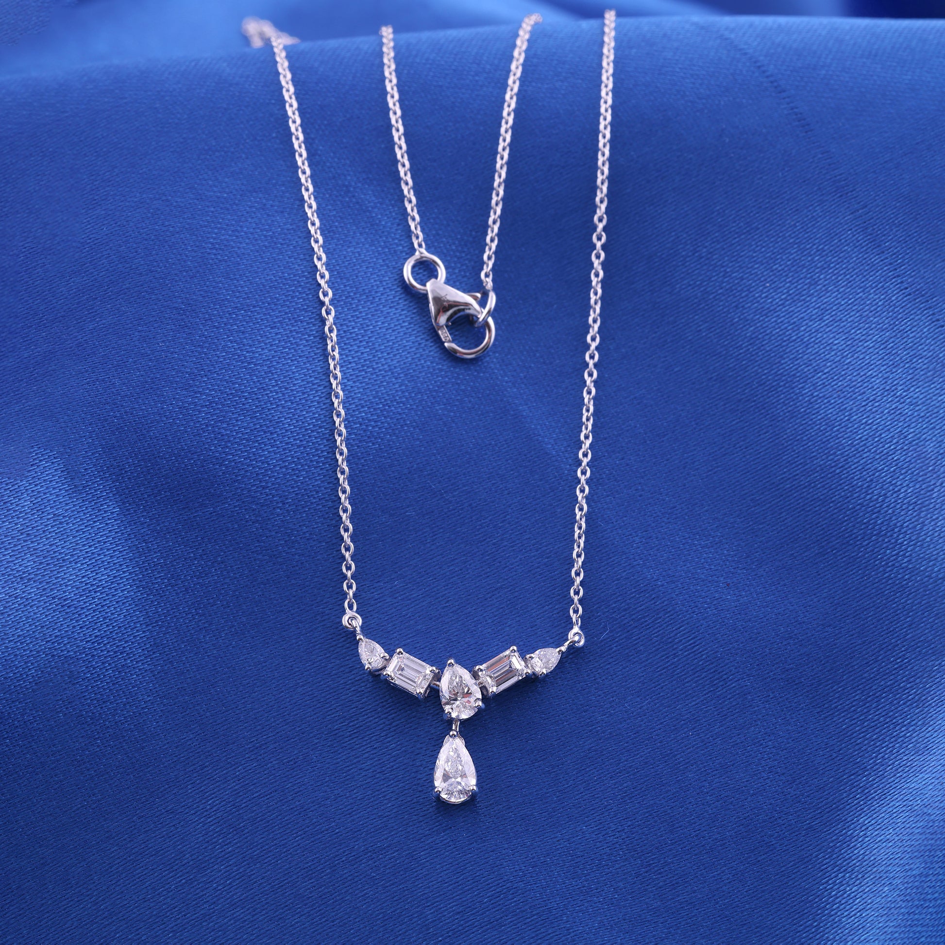 Genuine Solid Gold Pear Drop Natural Diamond Pendant Necklace