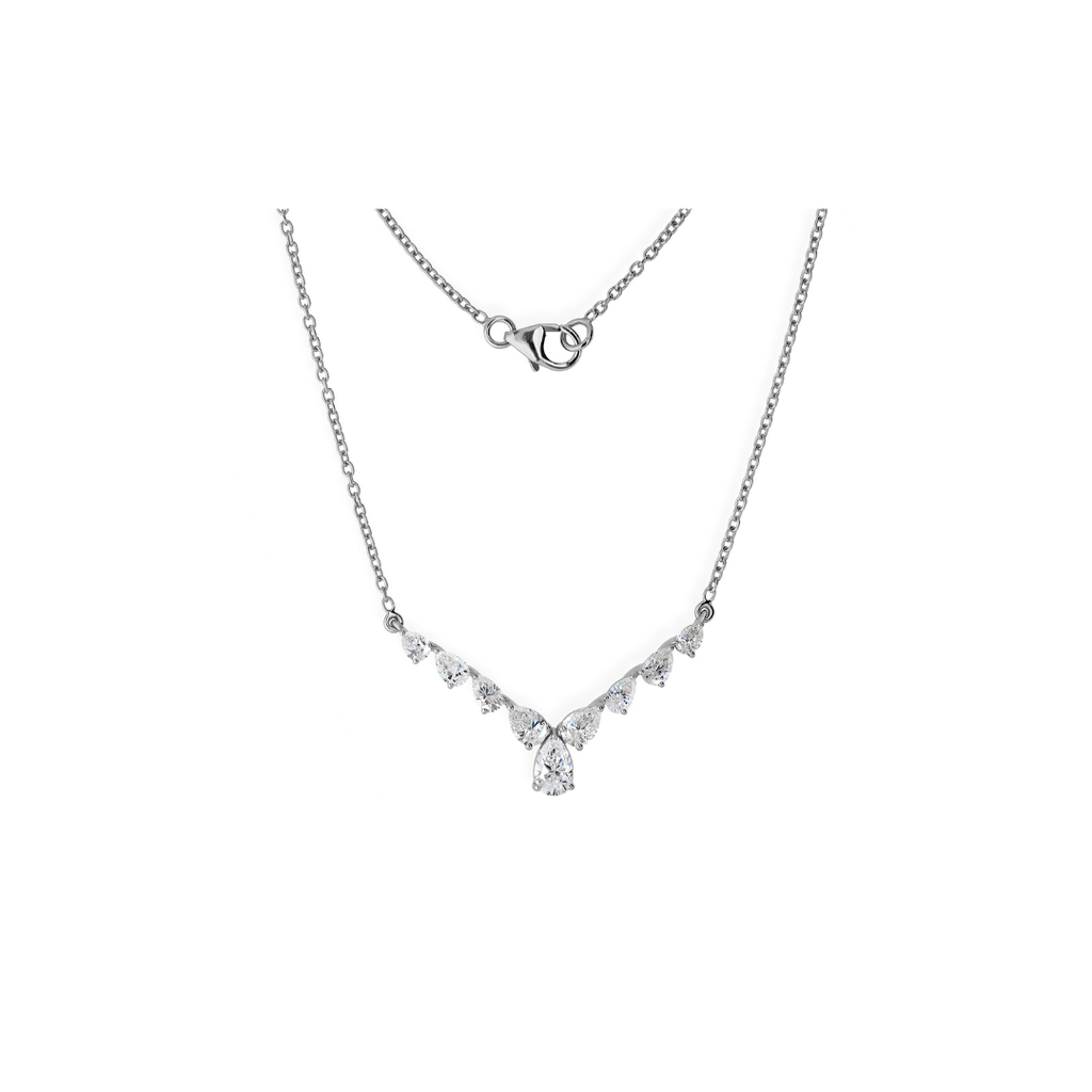 Timeless Fine Gold Natural Pear Cut Diamond Graduated Pendant Necklace