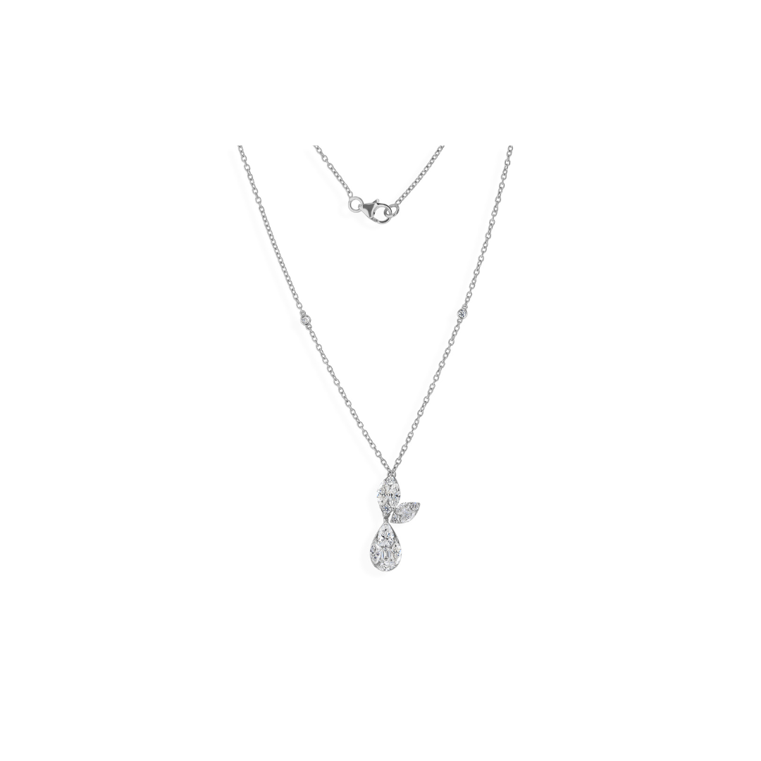Delicate Pear Shaped Natural Diamond Drop Pendant Necklace