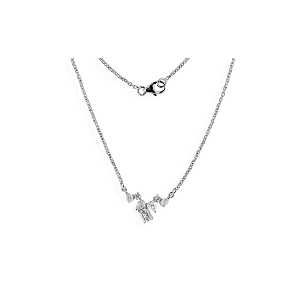 Delicate Solid Gold Multi Cut Natural Diamond Pendant Necklace