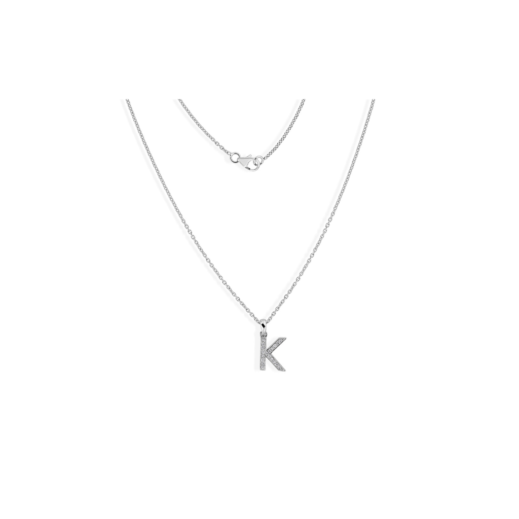 Diamond Initial K Pendant Necklace Natural 14K Gold Women