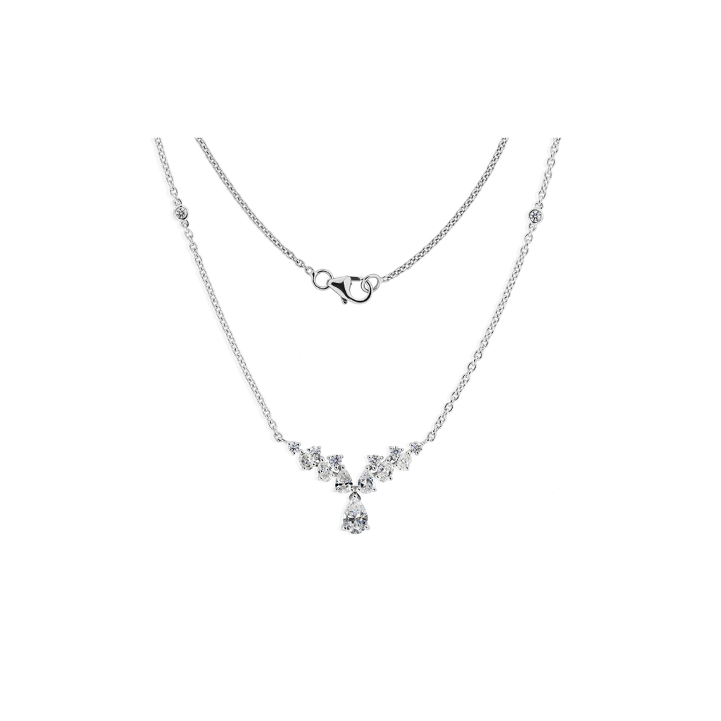 Diamond Cluster Pendant Necklace Multi Cut 14K Gold Women