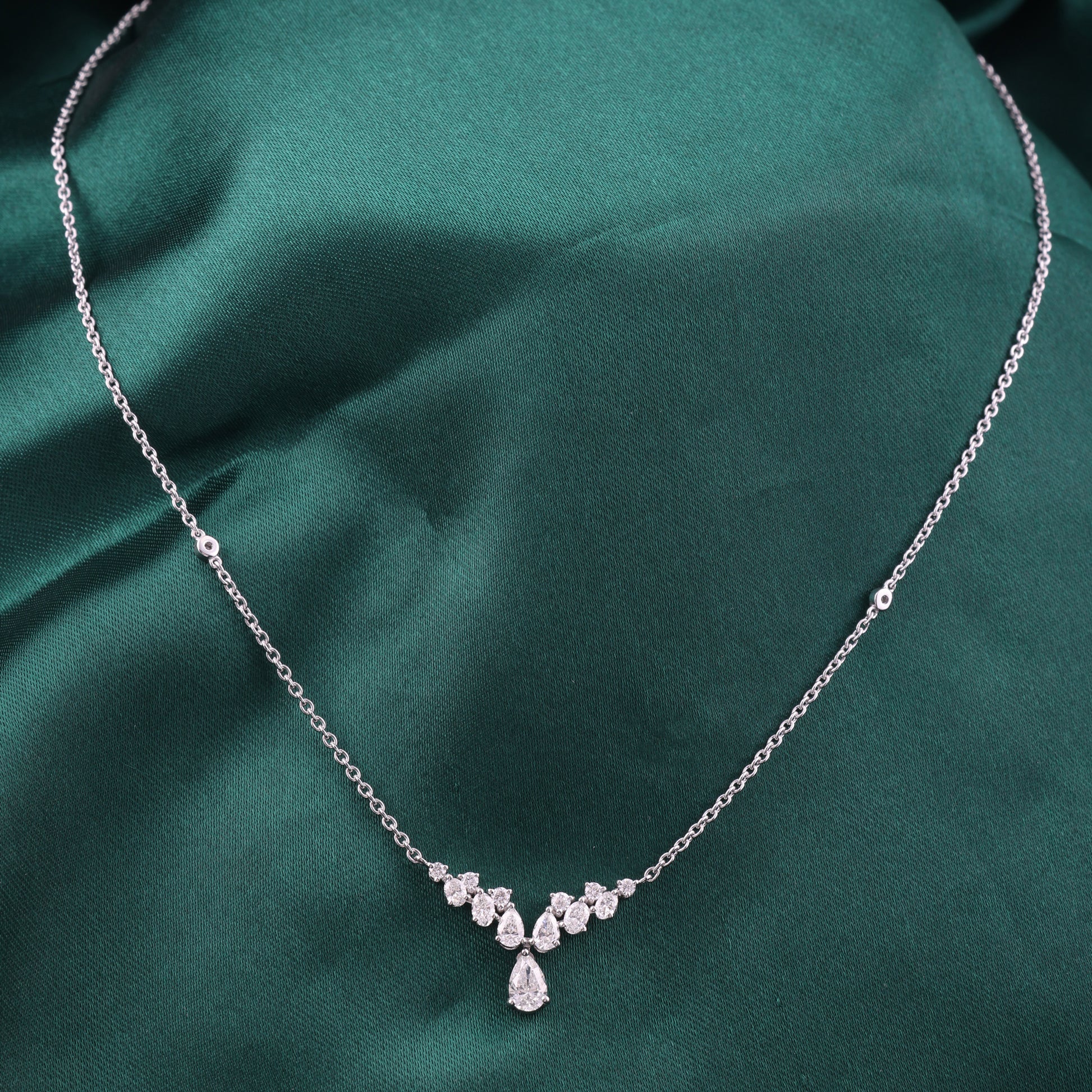 Diamond Cluster Pendant Necklace Multi Cut 14K Gold Women