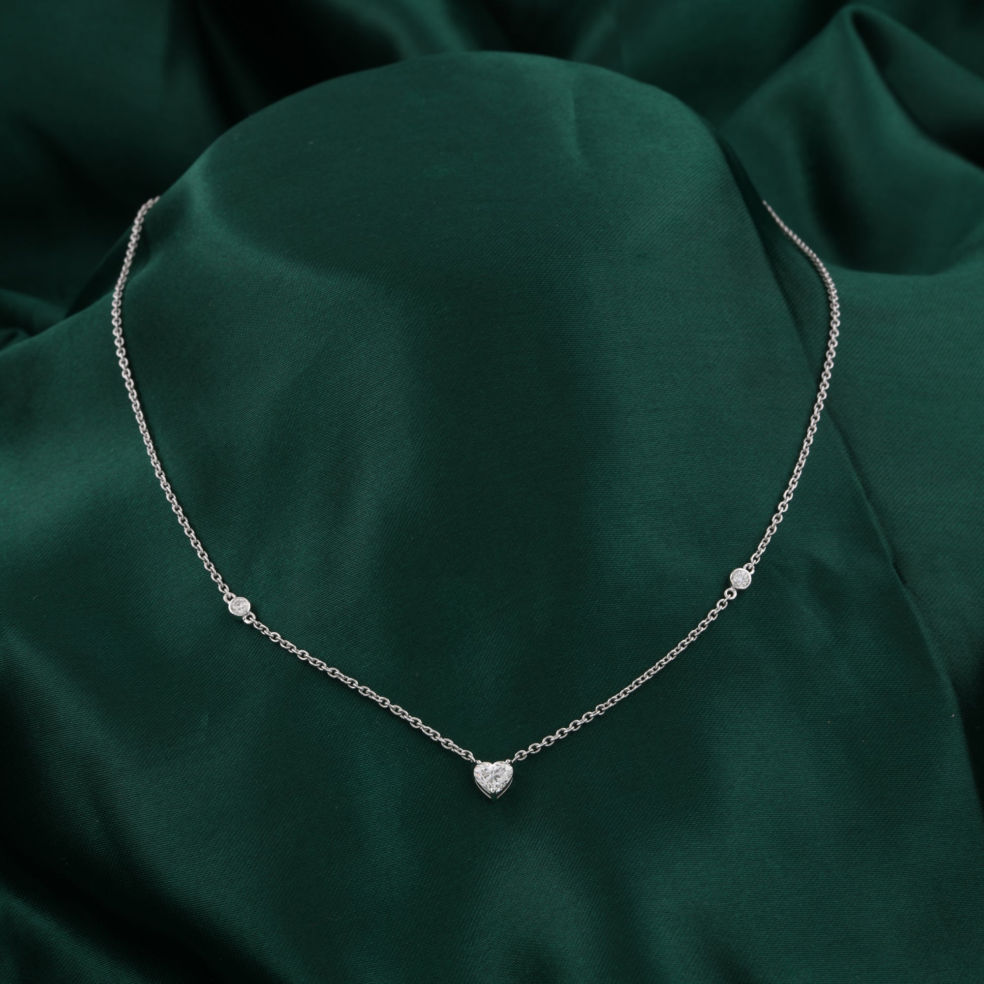 Diamond Heart Pendant Necklace Solitaire 14K Gold Women