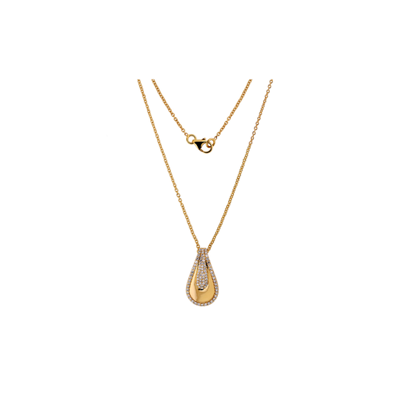 Timeless Natural Diamond Teardrop Pendant Necklace Crafted in Fine Gold