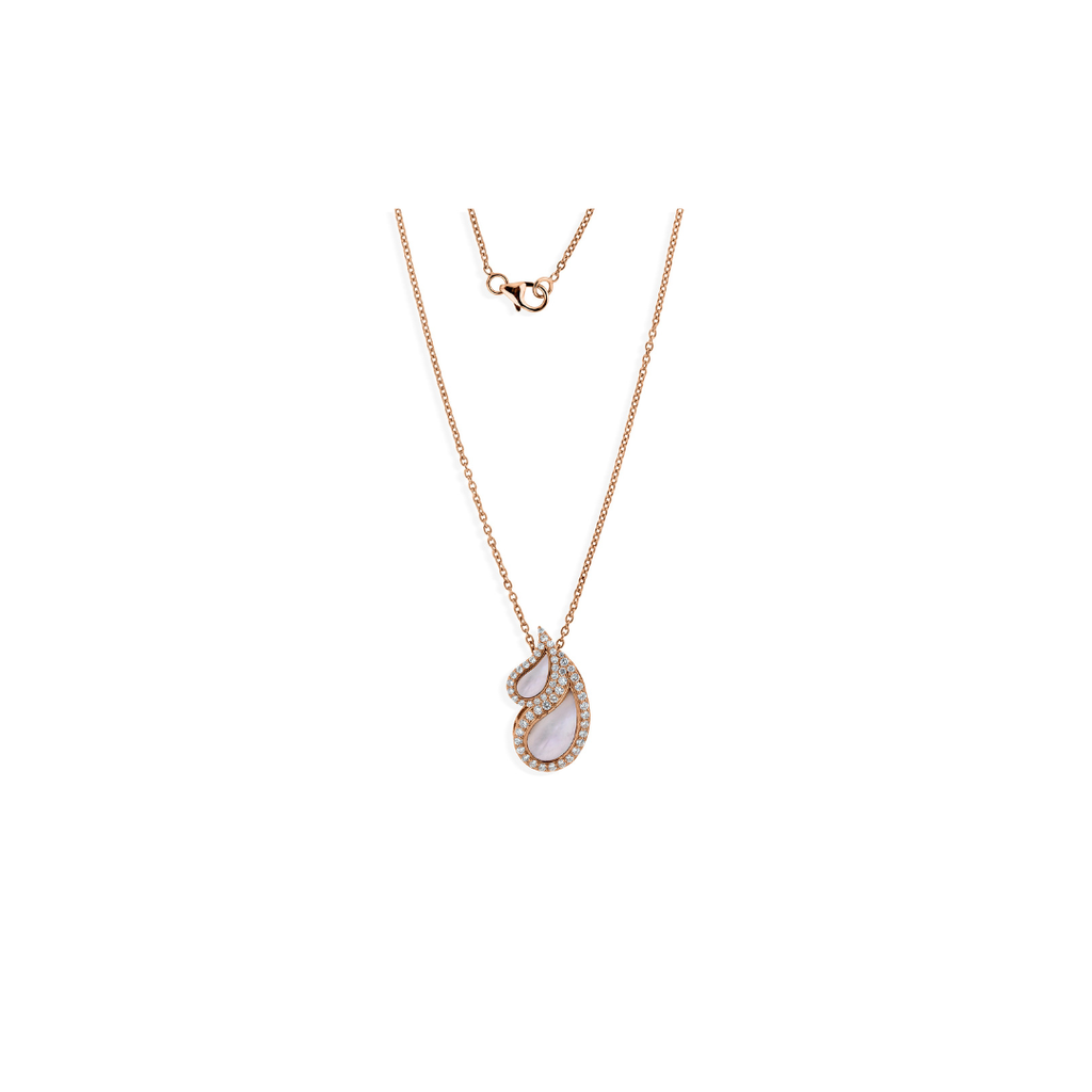 Delicate Mother of Pearl Teardrop Diamond Pendant Necklace