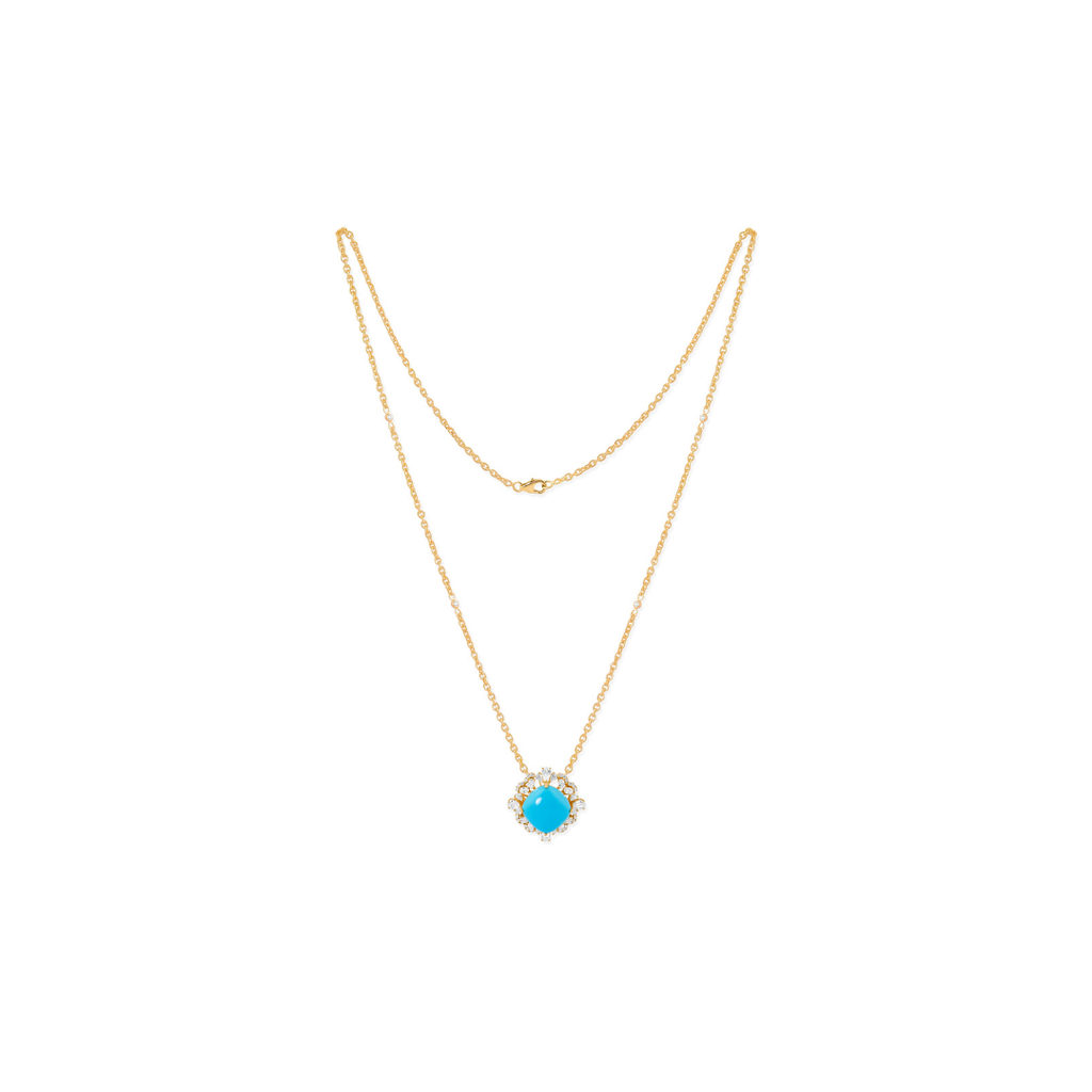 9.55 Tcw Arizona Turquoise Diamond Minimalist Pendant Necklace
