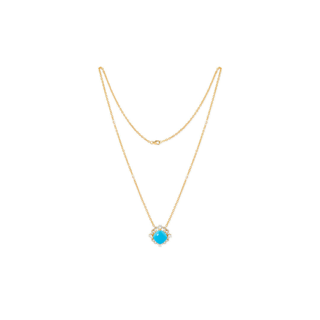 9.55 Tcw Arizona Turquoise Diamond Minimalist Pendant Necklace