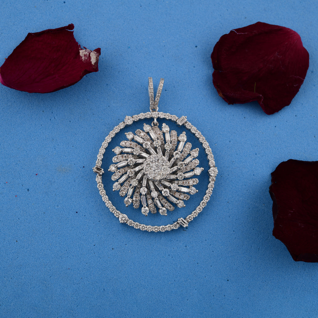 1.06 Ct. HI/SI Multi Cut Diamond Cluster Dangle Charm Pendant Necklace