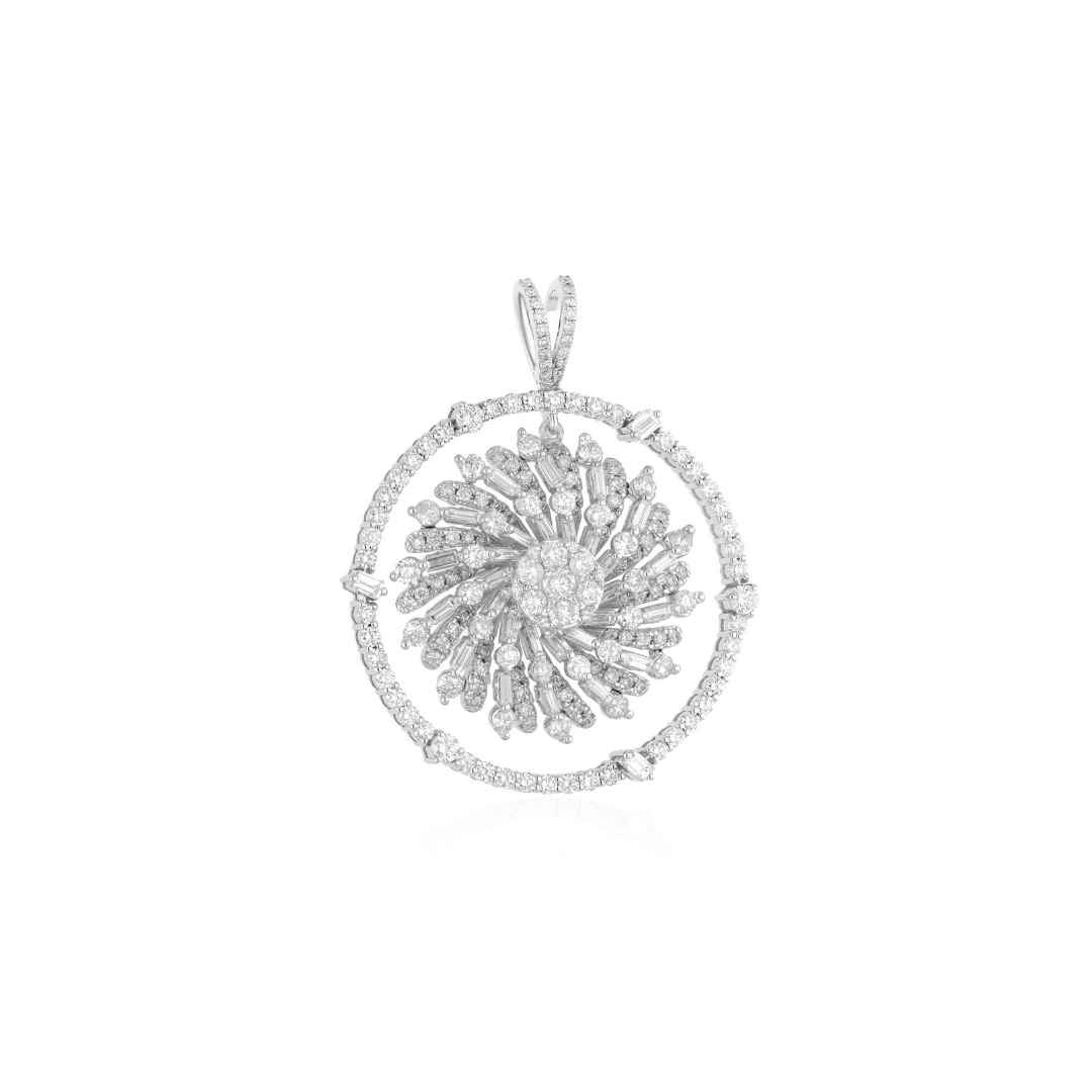 1.06 Ct. HI/SI Multi Cut Diamond Cluster Dangle Charm Pendant Necklace