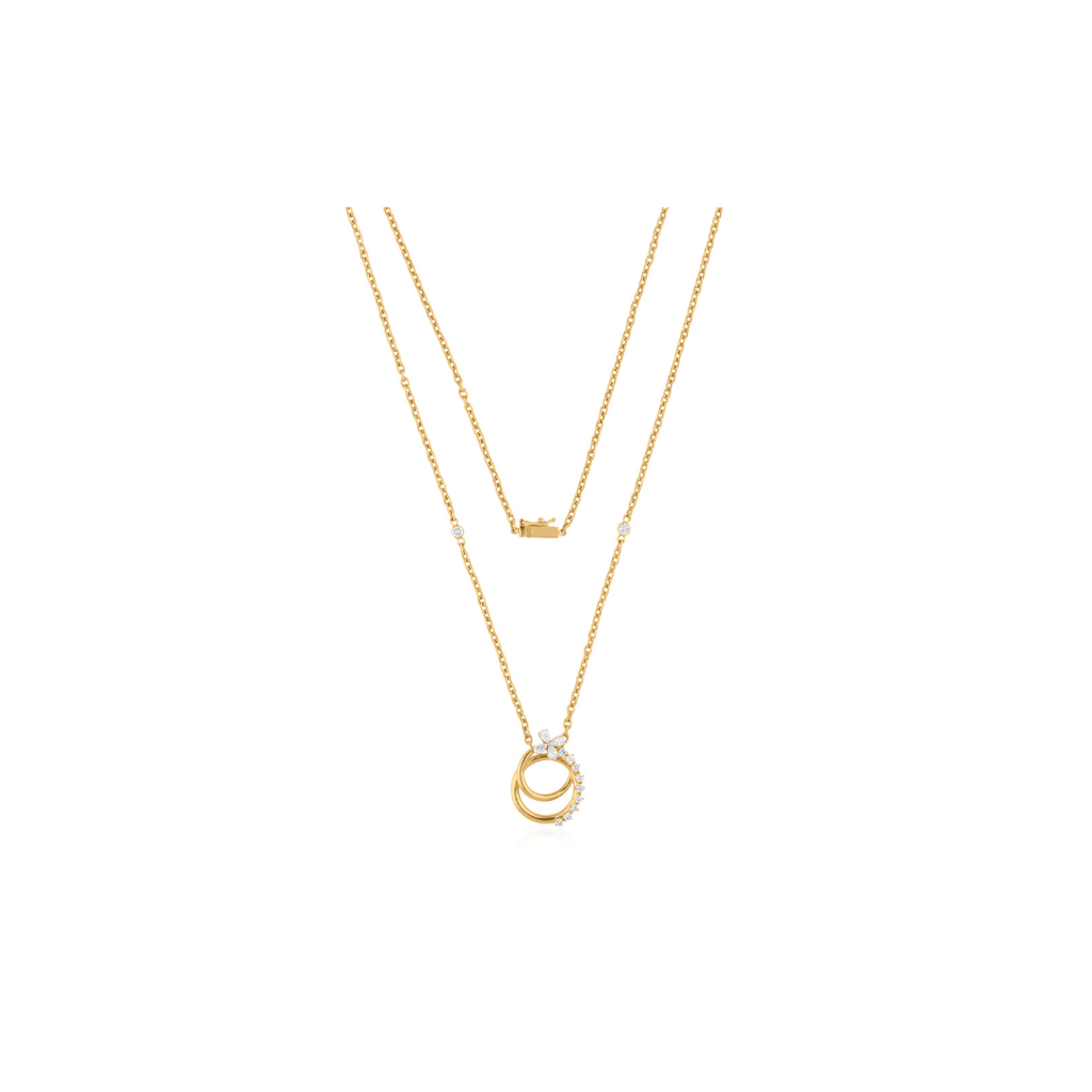 0.7 Ct. H/SI Round Pear Cut Diamond Interlocking Circle Charm Pendant Necklace