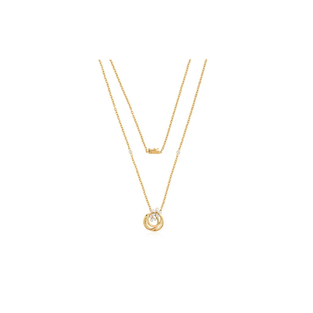 0.61 Ct. HI/SI Pear Cut Diamond Interlocking Circles Minimalist Pendant Necklace