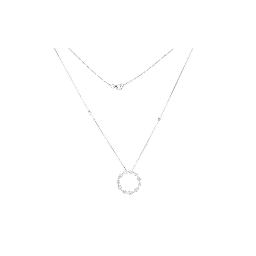 2.26 Ct Pear Cut Diamond Eternity Circle Pendant Necklace