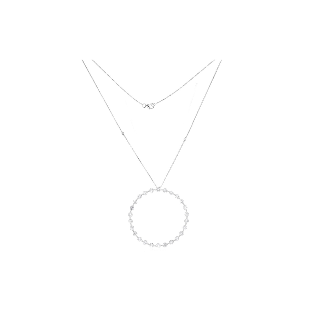 1.45 Ct. HI/SI Natural Round Diamond Eternity Circle Pendant Necklace