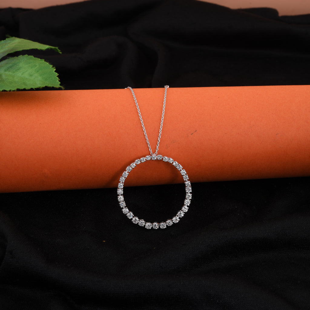 2.32 Ct Diamond Round Circle Eternity Pendant Necklace For Her