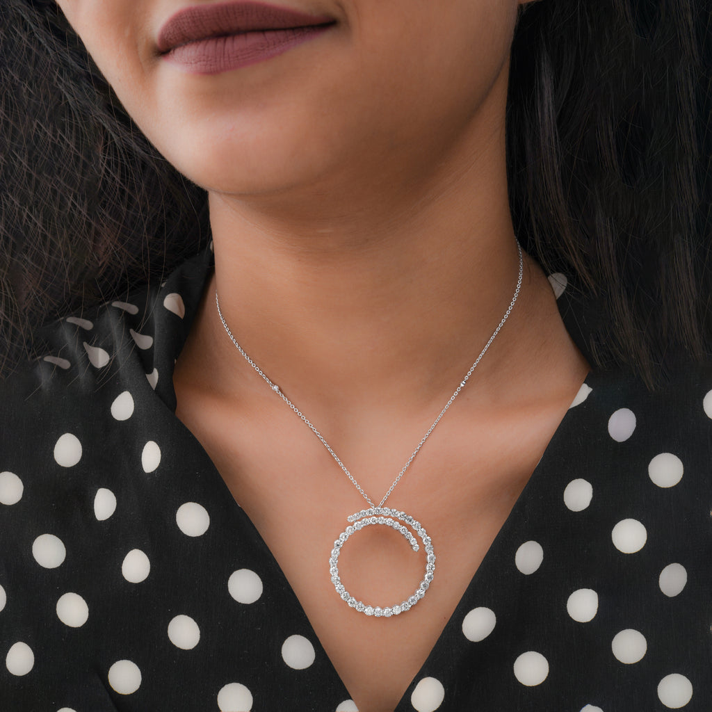 3.46Ct. Round Diamond Circle Eternity Pendant Necklace