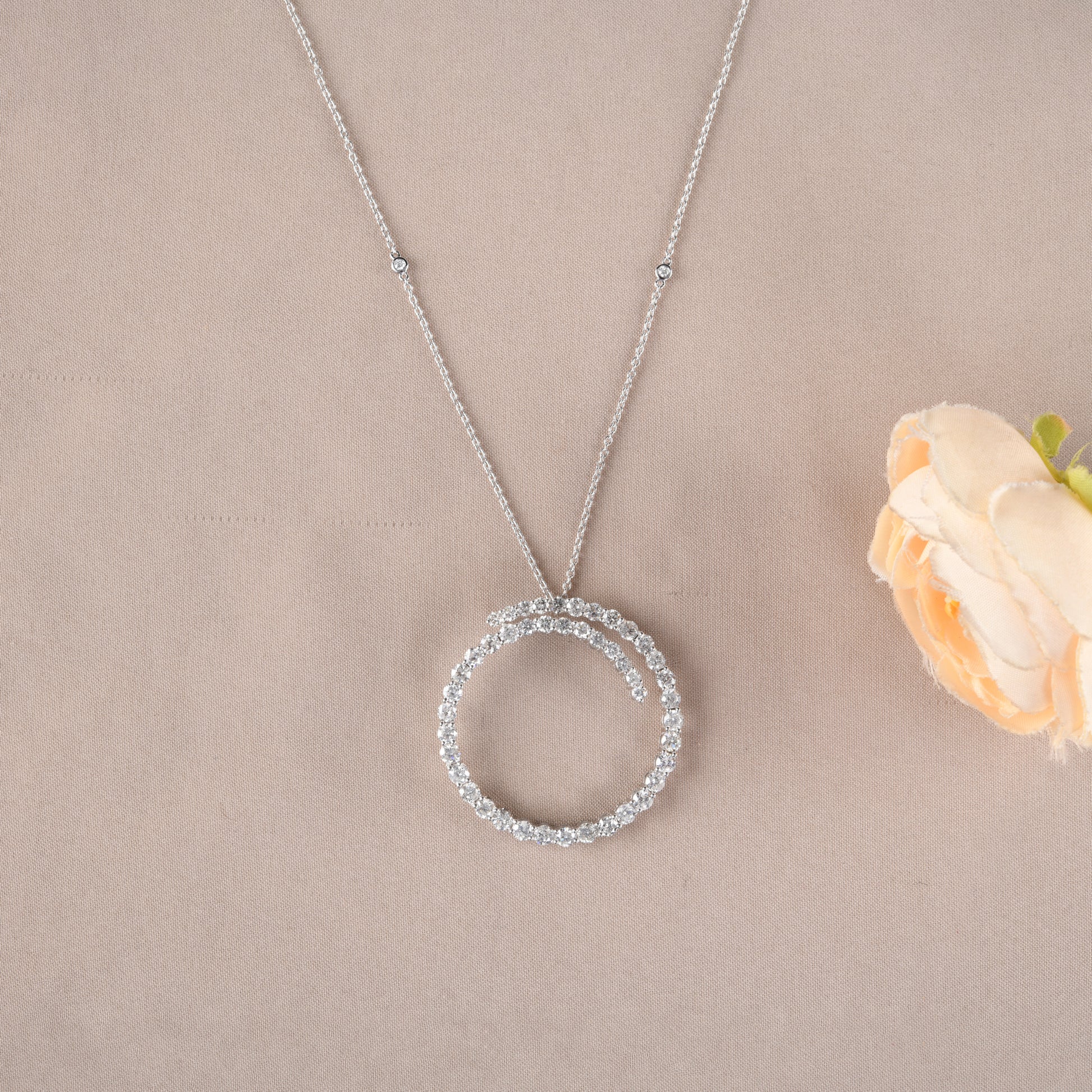 3.46Ct. Round Diamond Circle Eternity Pendant Necklace