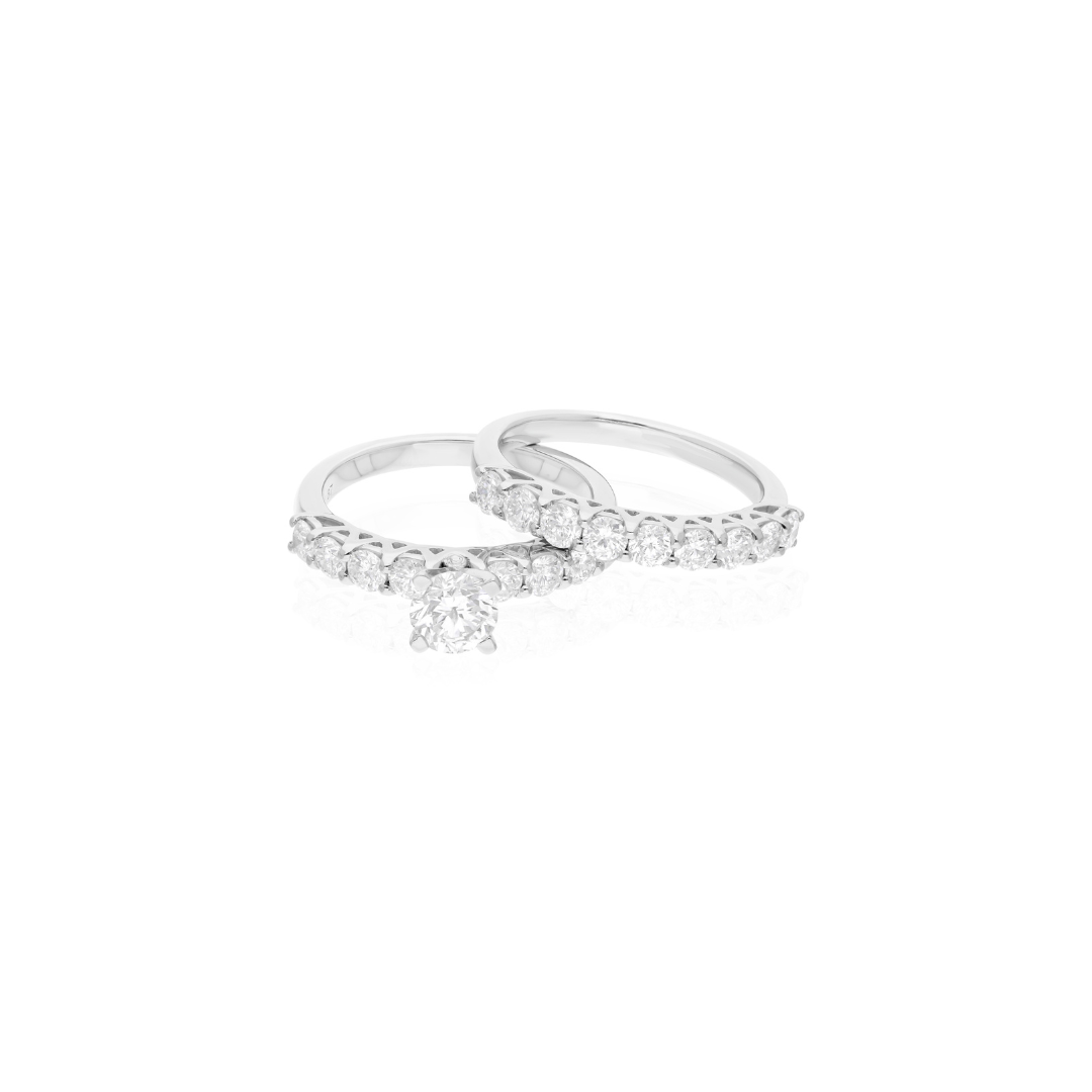 Stackable 2.38Ct Classic Solitaire Half Eternity Gold Diamond Band Ring