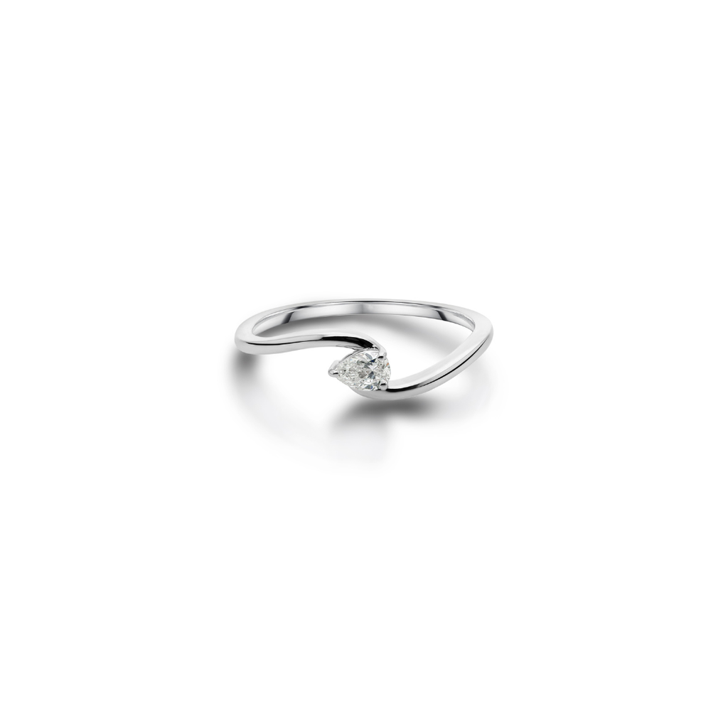 Delicate Pear Shaped Natural Diamond Bypass Promise Ring