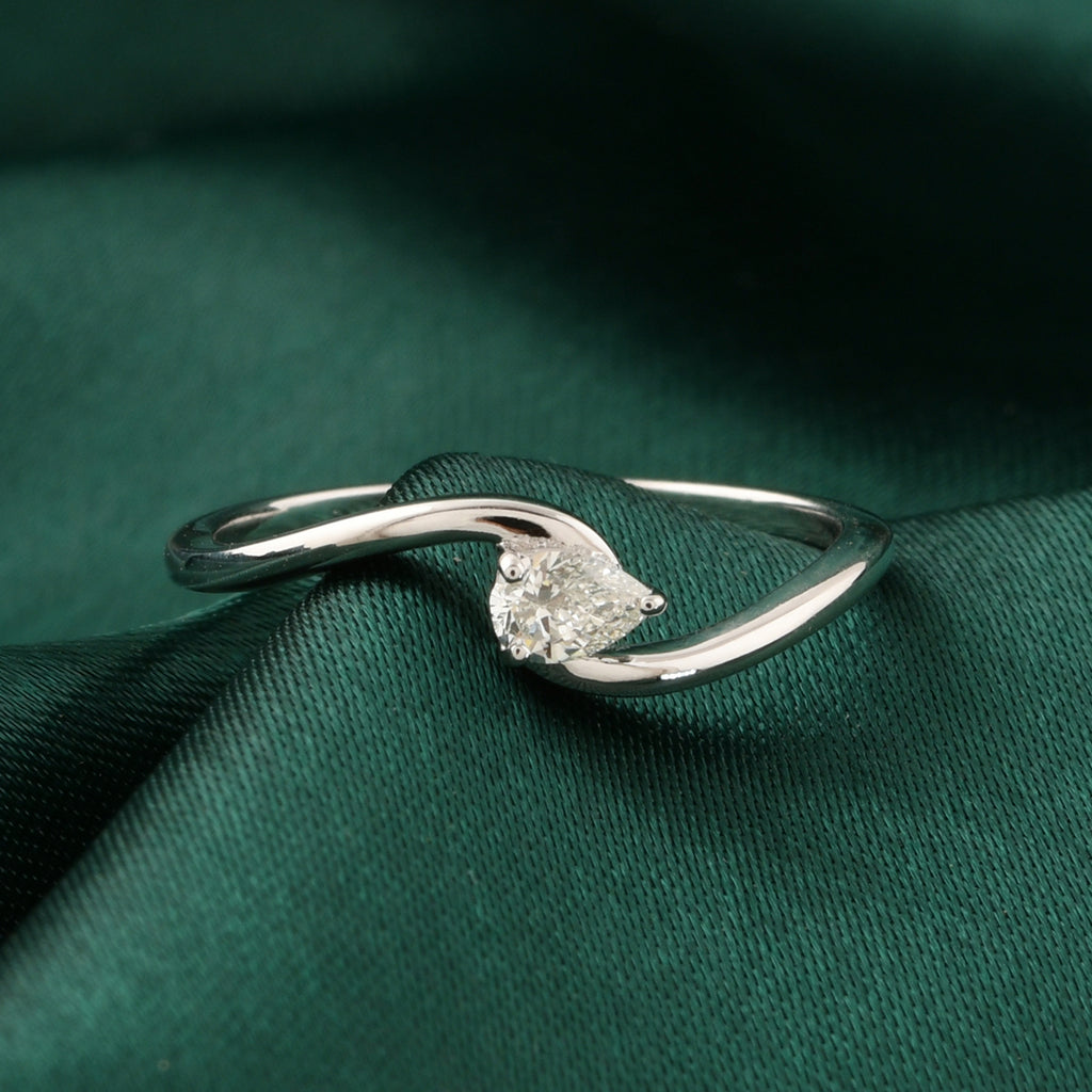 Delicate Pear Shaped Natural Diamond Bypass Promise Ring