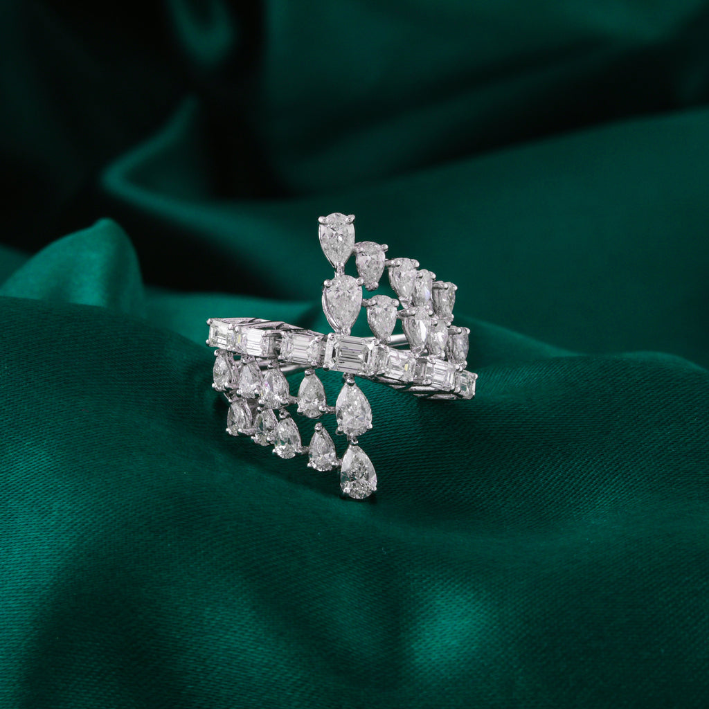 Multi Row Natural Diamond Wrap Ring in Fine Gold
