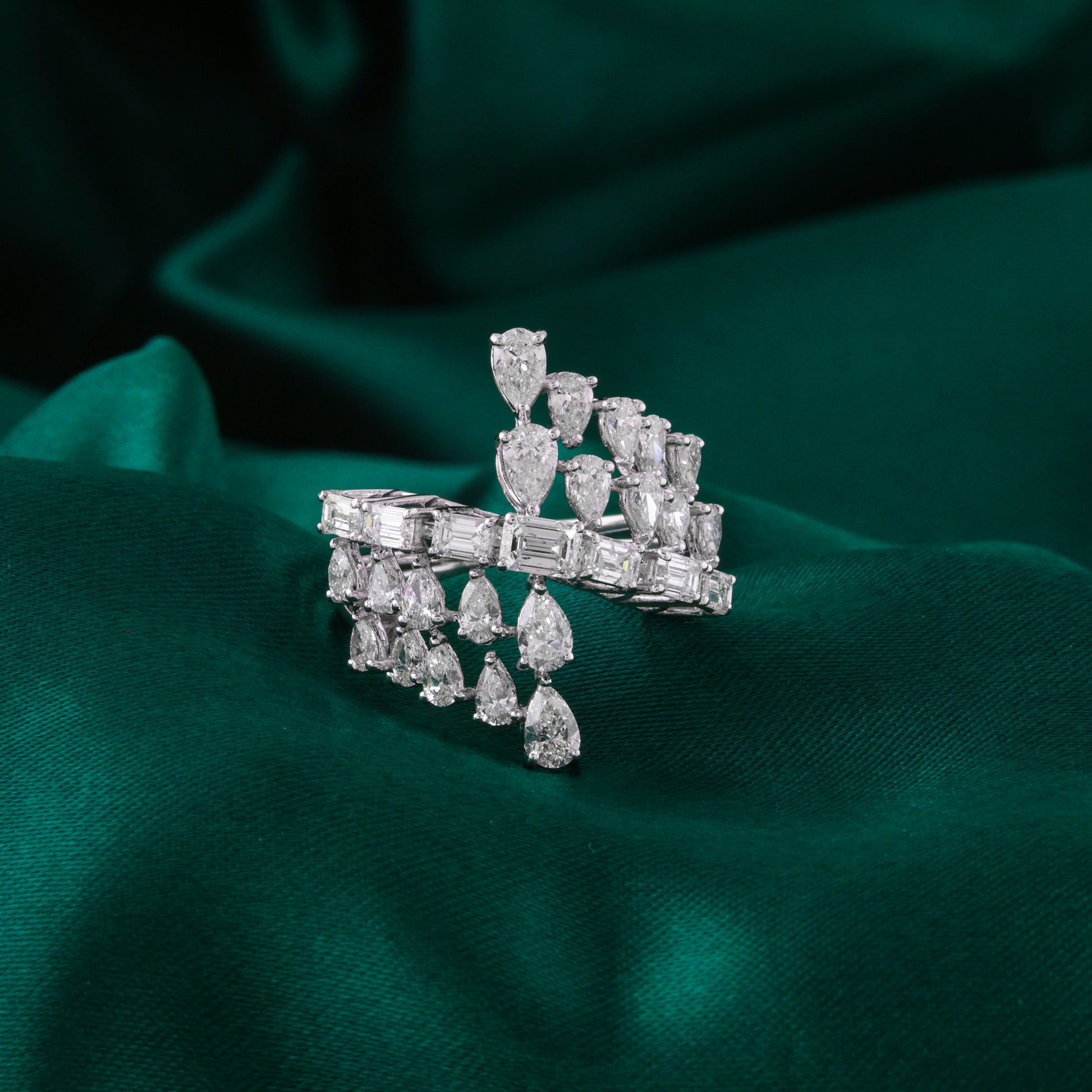 Multi Row Natural Diamond Wrap Ring in Fine Gold